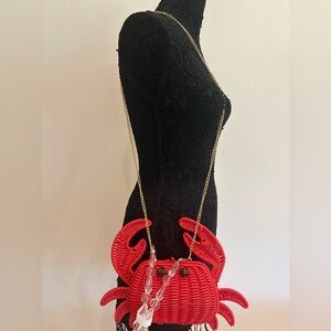 Tommy Bahama Red Woven Crab Crossbody Purse